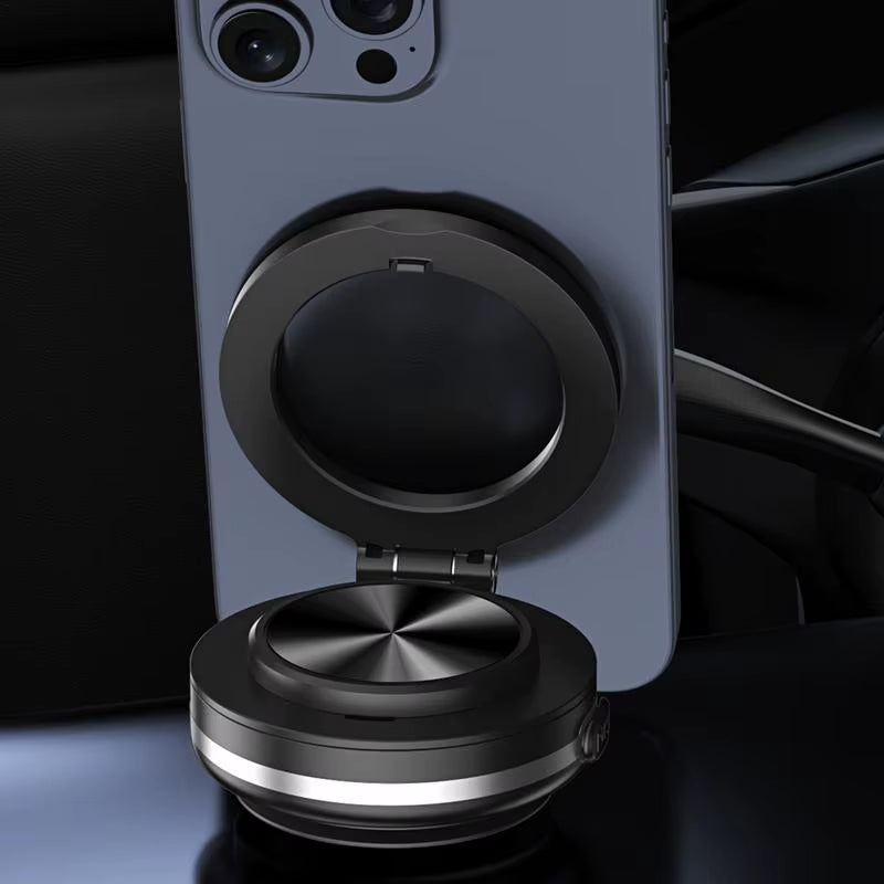 Car Magnetic Phone Mount Vacuum Double-Sided Magnetic Suction Cup Phone Holder Folding Phone Bracket 360 Rotation Phone Rack