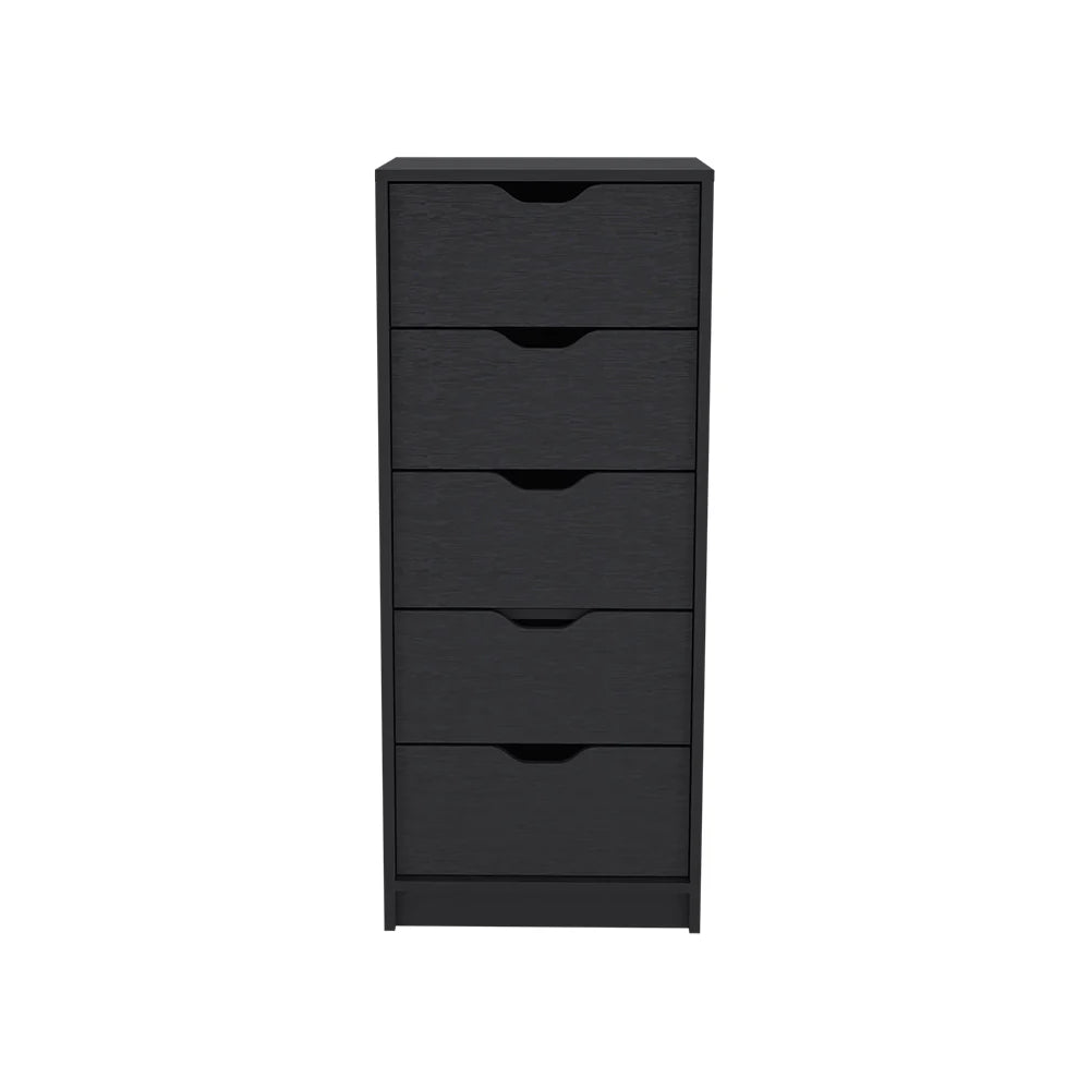 Dresser Kamran, Five Drawers Narrow, Black Wengue Finish